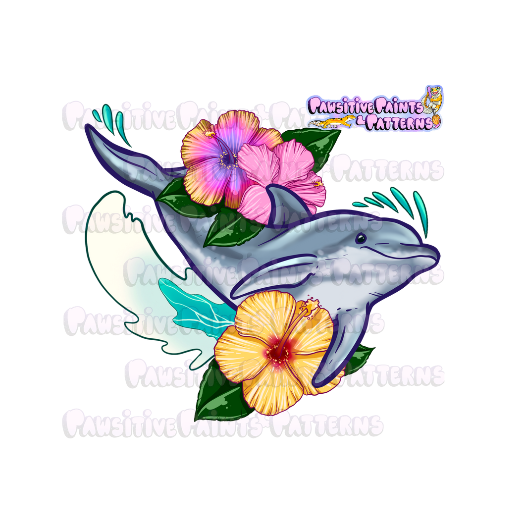Dolphin Floral Florida Line PNG File